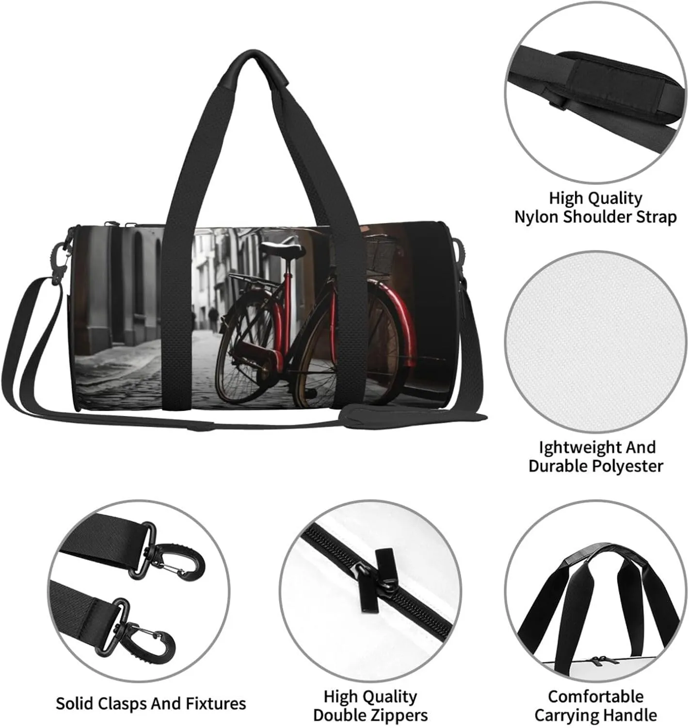 Street Bicycle Travel Duffle Bag for Men Women Sport Gym Bag Foldable Weekender Bag Carry on Overnight Bag for Travel Swimming Basketball
