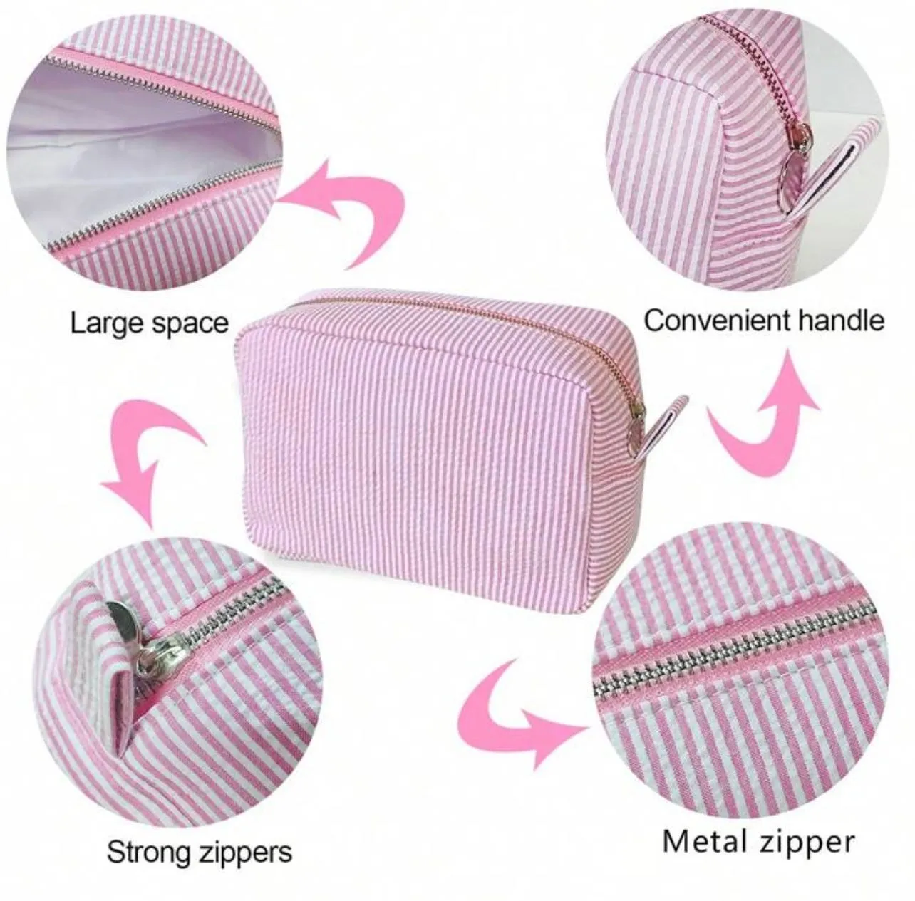 Stripey Seersucker Pouches
