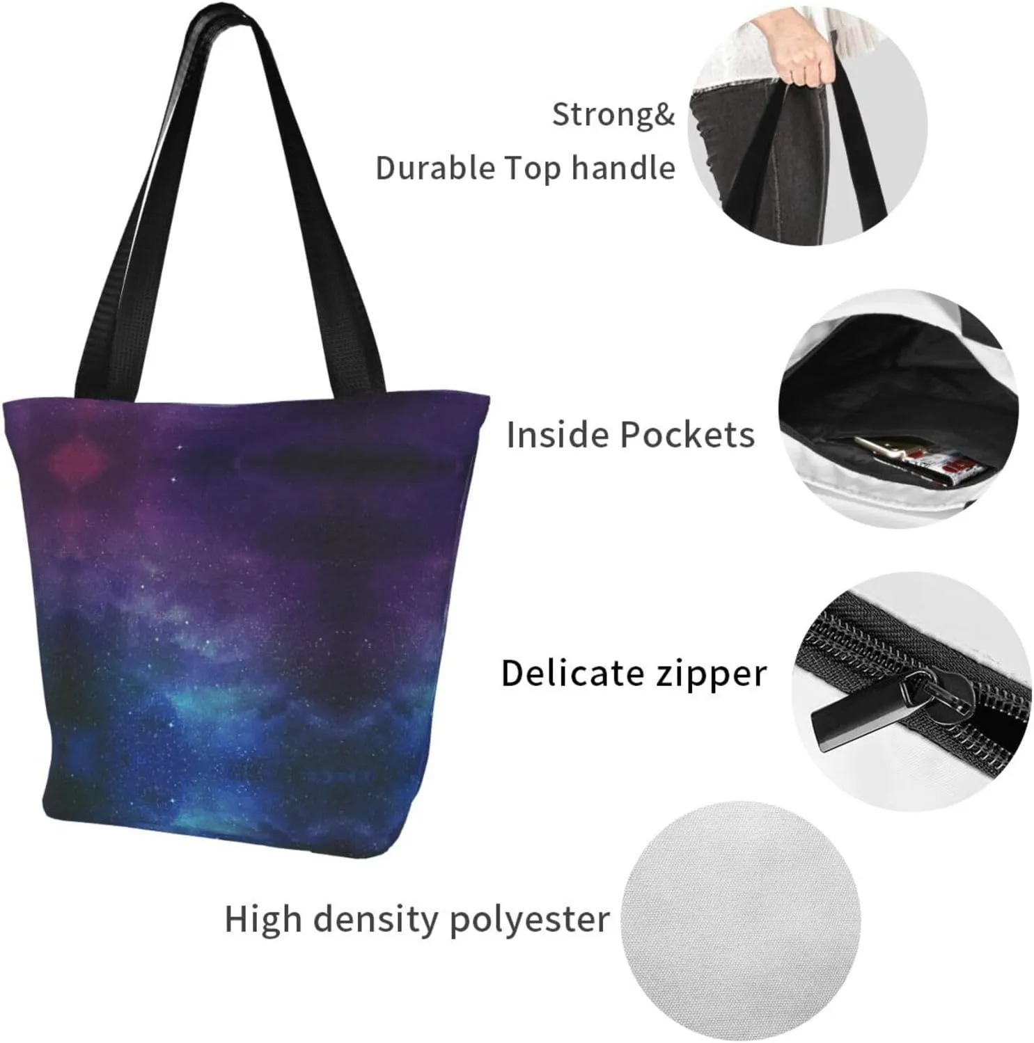 Stylish And Durable Universe With Stars And Galaxy Interstellar Shoulder Bag - Full Print, Large Capacity