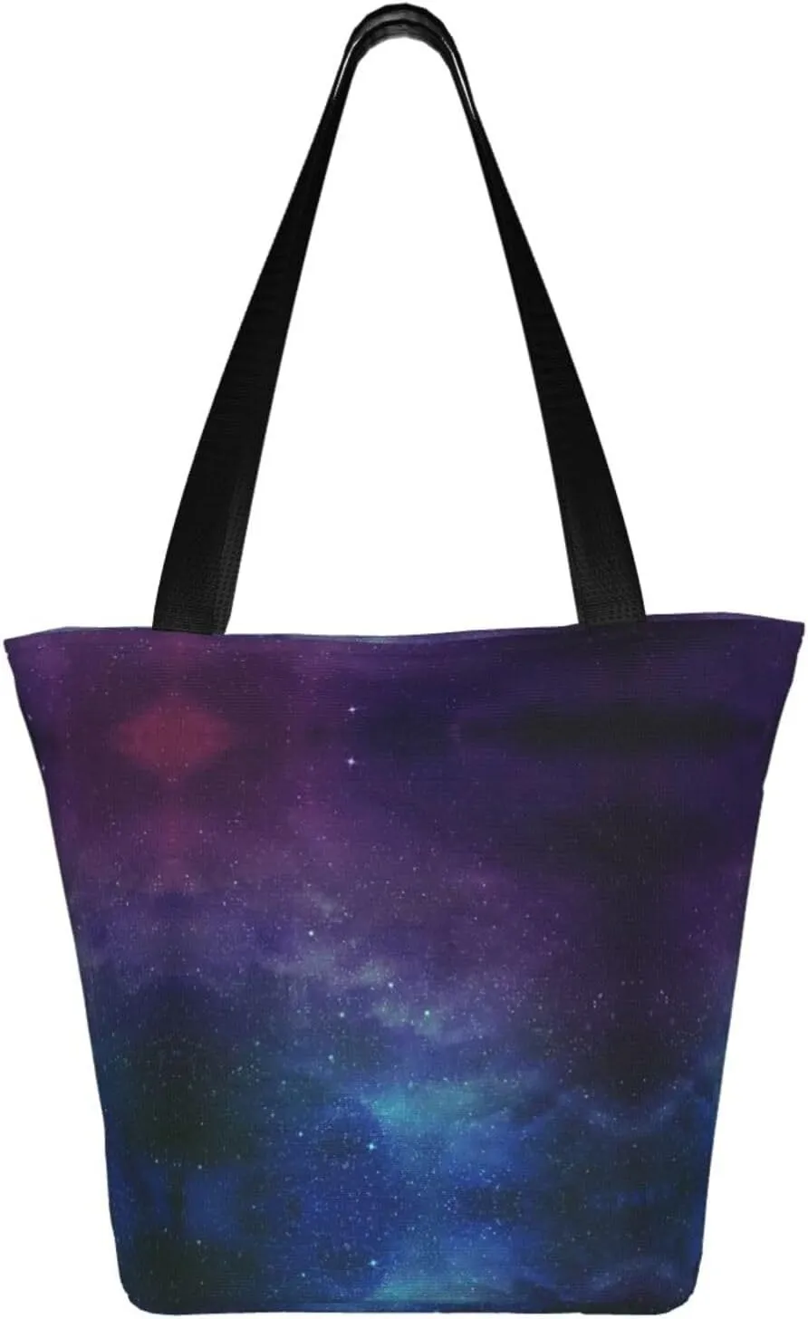 Stylish And Durable Universe With Stars And Galaxy Interstellar Shoulder Bag - Full Print, Large Capacity