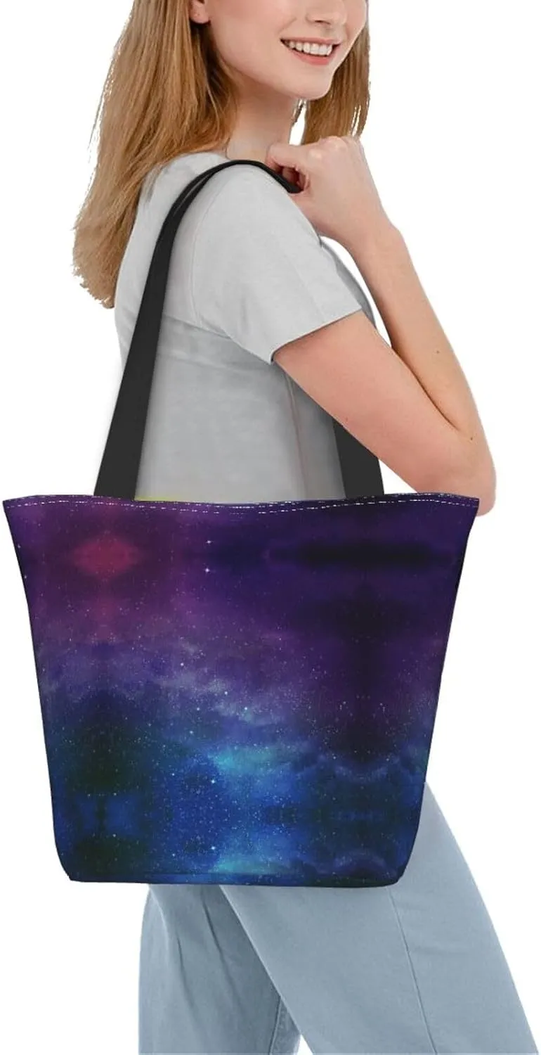 Stylish And Durable Universe With Stars And Galaxy Interstellar Shoulder Bag - Full Print, Large Capacity
