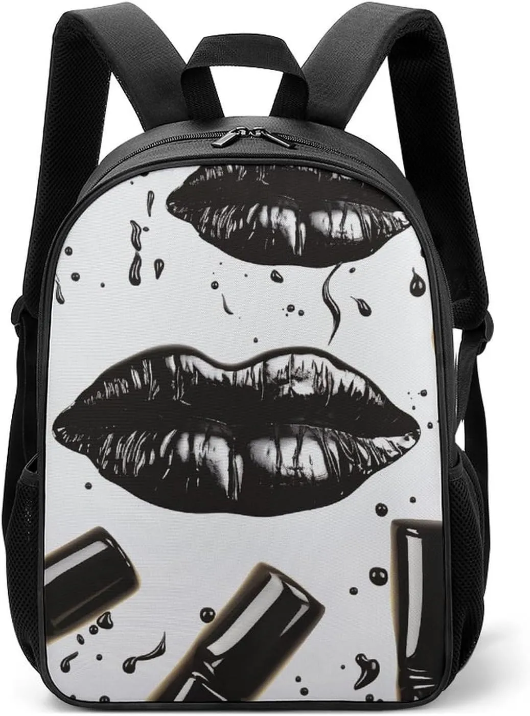 Stylish Backpack, Cool Black Lipstick Lips Print Durable Backpack Travel Backpack Hiking Backpack Ergonomic Backpack Comfortable Backpack