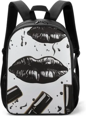 Stylish Backpack, Cool Black Lipstick Lips Print Durable Backpack Travel Backpack Hiking Backpack Ergonomic Backpack Comfortable Backpack