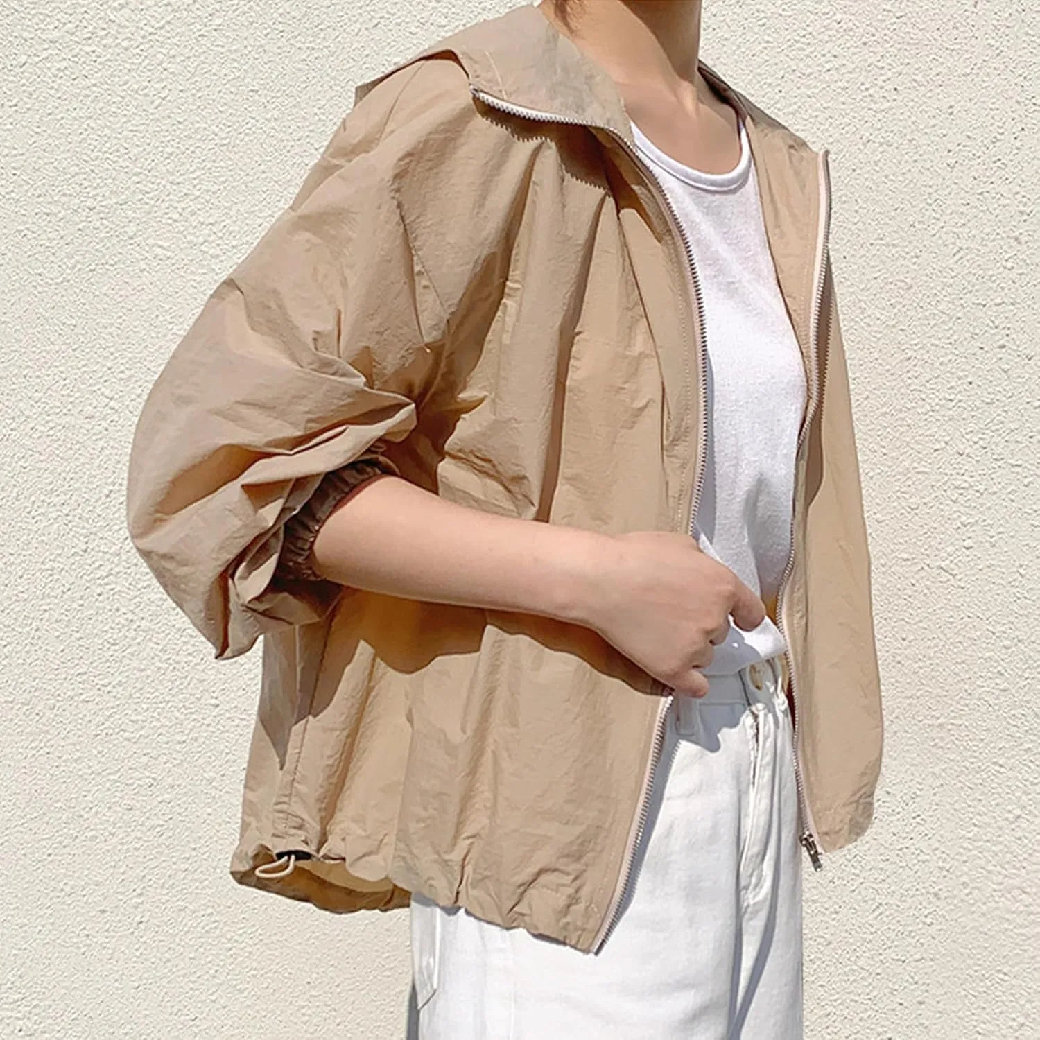 Summer Crop Jackets for Women Fashion Lightweight Solid Color Sun Protection Hiking Beach Coats with Pockets