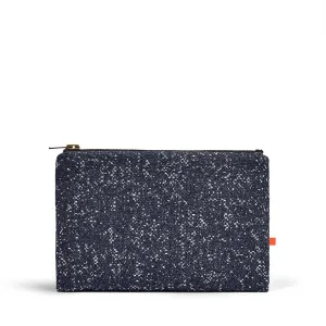 Sunbrella Lille Zip Pouch | Water-Resistant Purse Organizer for Phone, Keys & Wallet | Recycled & Stylish Cosmetic Tote & Toiletry Bag | Stain-Resistant | Midnight/Blue