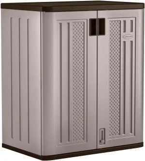 Suncast 9 Cu. Ft. Base Storage Cabinet, Resin Garage Organizer, Platinum Metallic/Slate