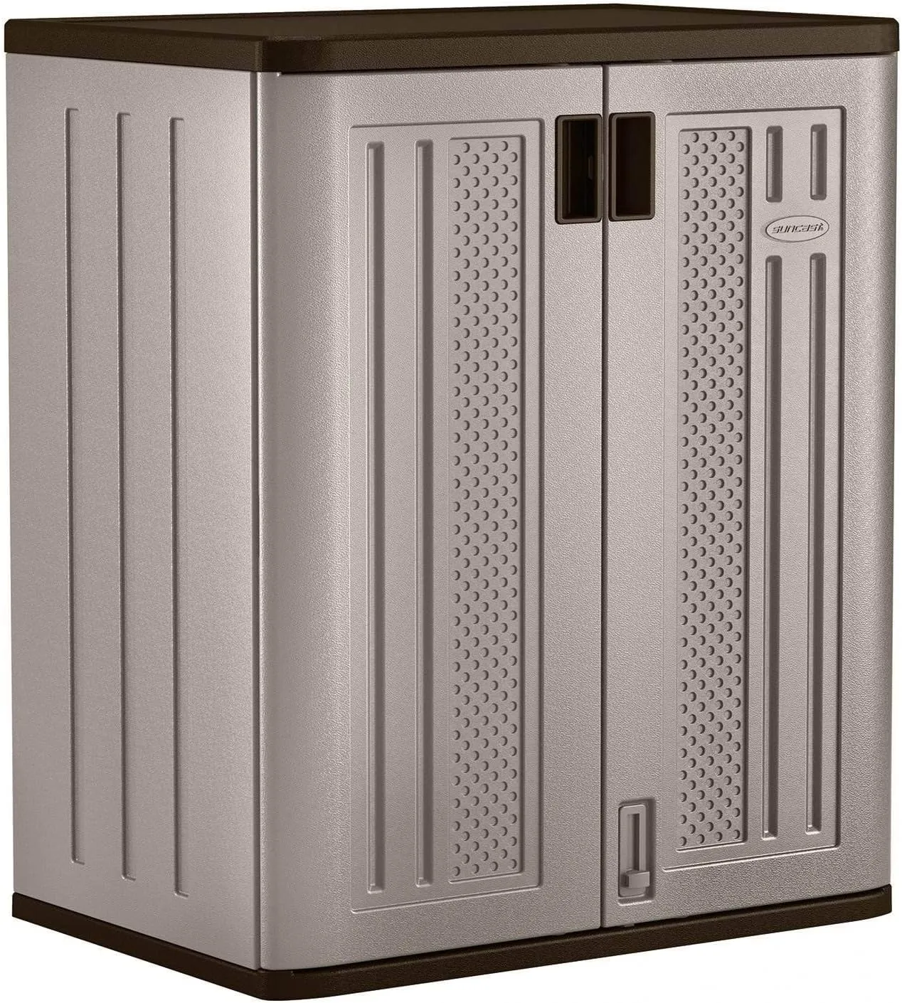 Suncast 9 Cu. Ft. Base Storage Cabinet, Resin Garage Organizer, Platinum Metallic/Slate
