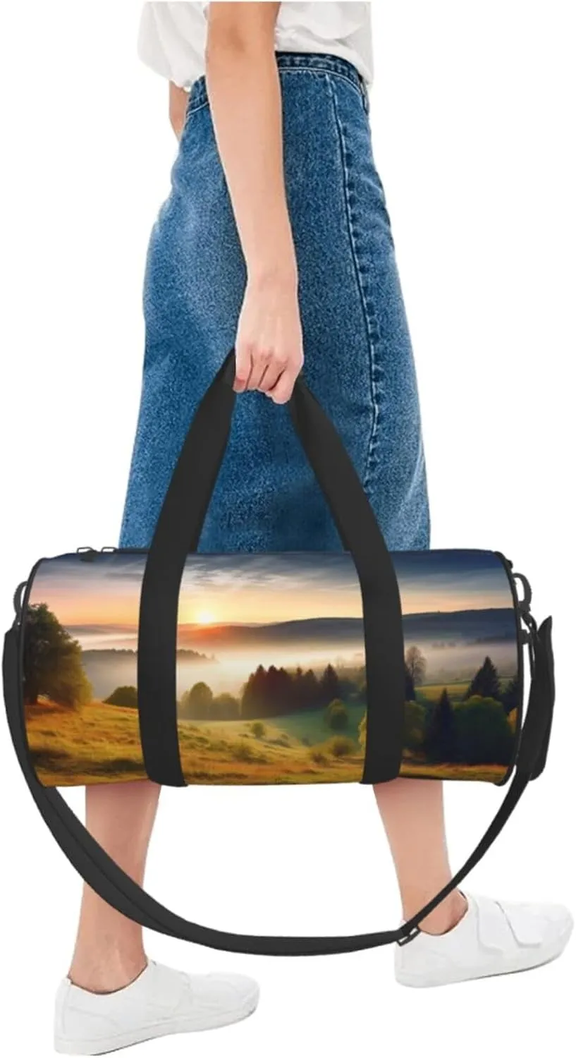 Sunrise Nature Scenery Travel Duffle Bag for Men Women Sport Gym Bag Foldable Weekender Bag Carry on Overnight Bag for Travel Swimming Basketball