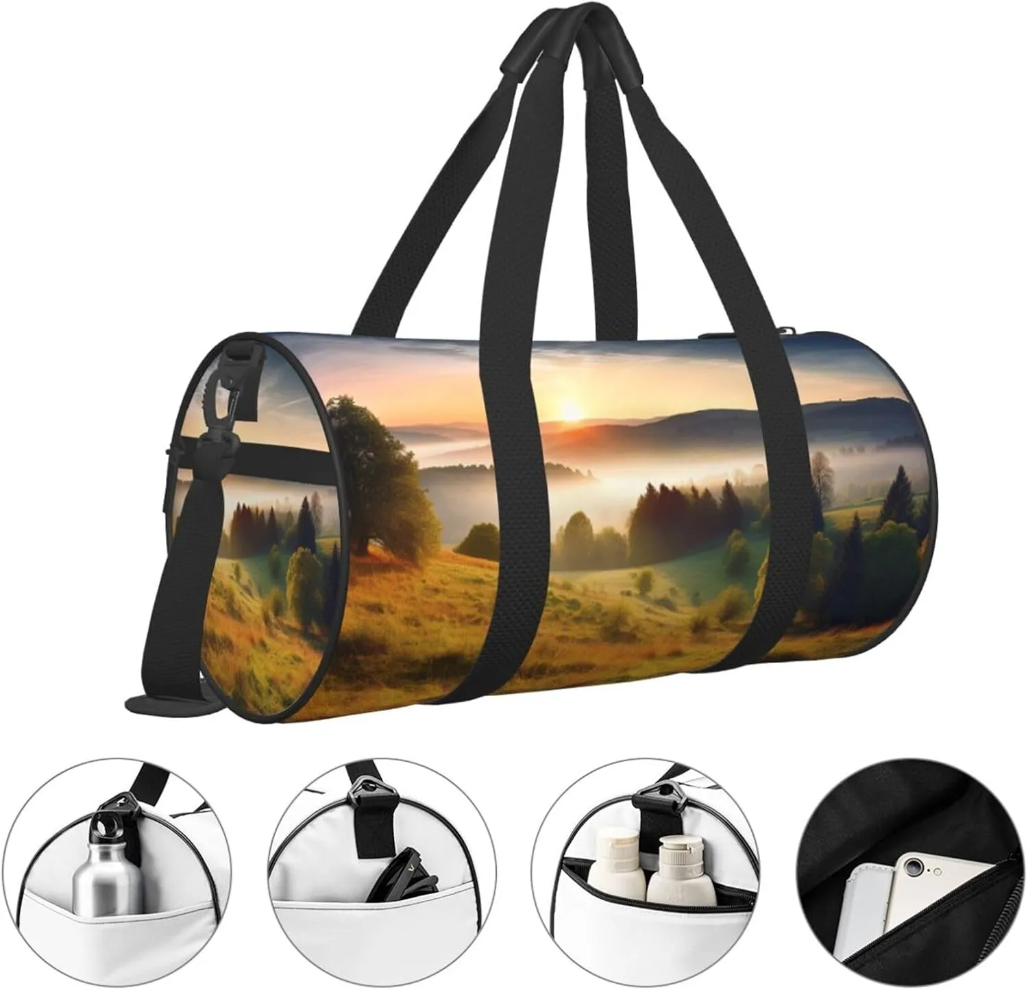 Sunrise Nature Scenery Travel Duffle Bag for Men Women Sport Gym Bag Foldable Weekender Bag Carry on Overnight Bag for Travel Swimming Basketball