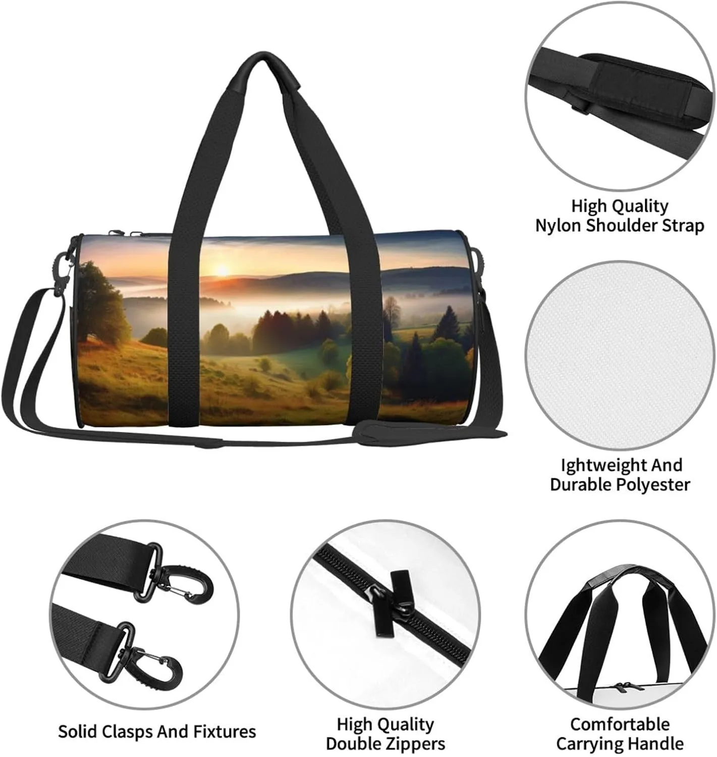 Sunrise Nature Scenery Travel Duffle Bag for Men Women Sport Gym Bag Foldable Weekender Bag Carry on Overnight Bag for Travel Swimming Basketball