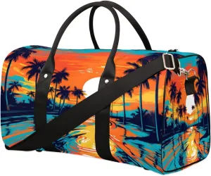 Sunset Travel Duffel Bag Sport Gym Art Sunset Duffle Bag Weekender Overnight Tote Bag Foldable Carry on Bag Training Shoulder Bag for Women Men