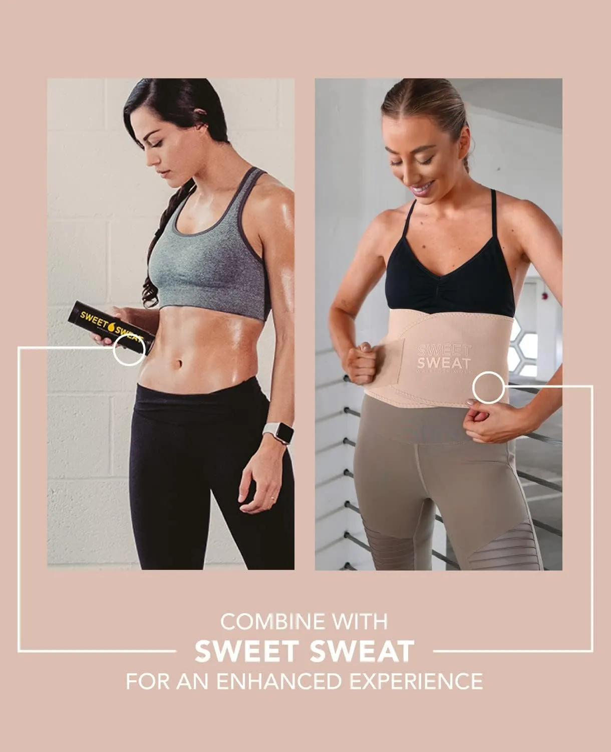 Sweet Sweat Waist Trimmer Toned Series - Premium Sweat Enhancing Fitness Belt for Women & Men - 5 Adjustable Sizes