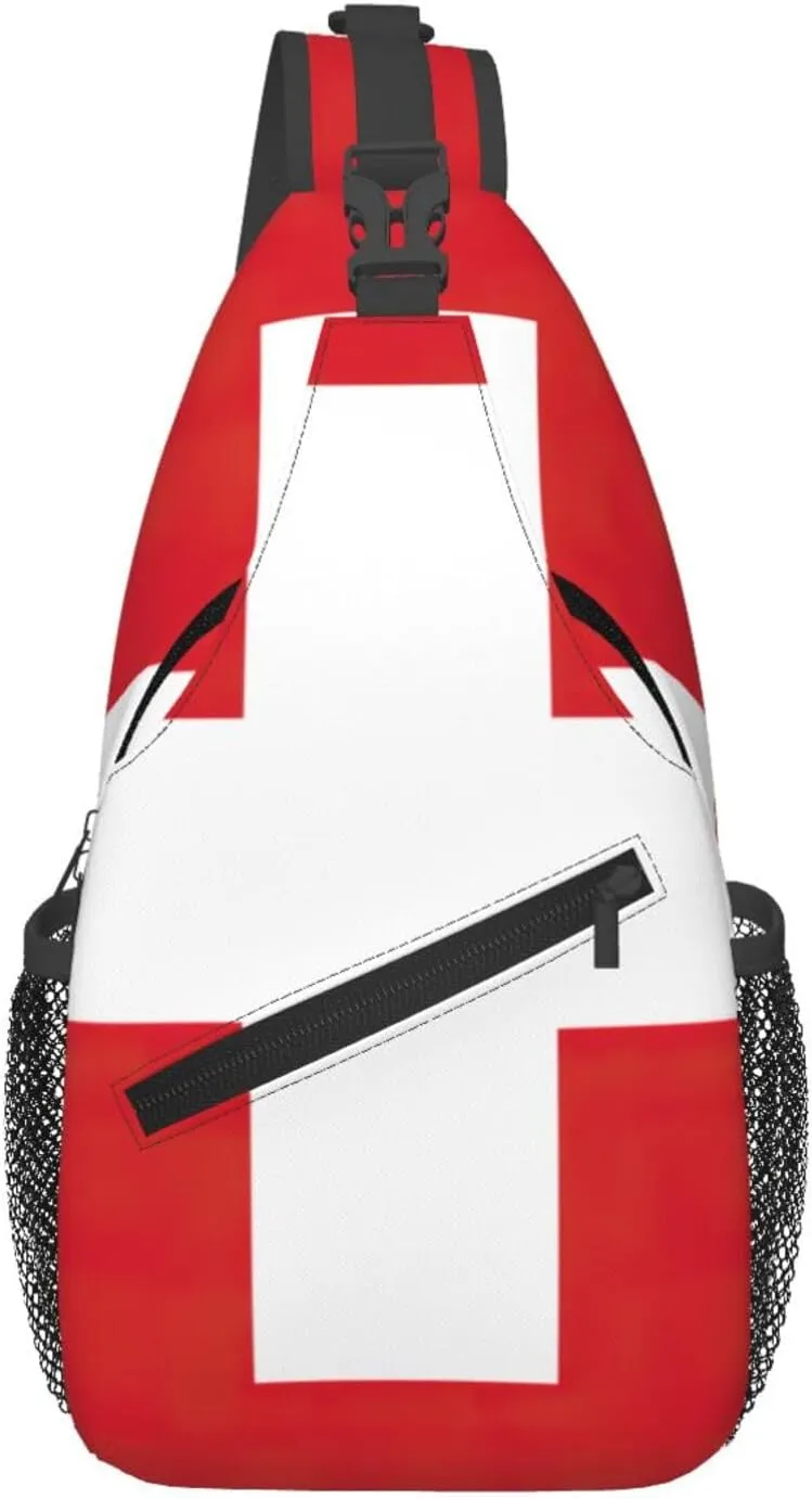 Swiss Flag Foldie Crossbody Bag for Men and Women - Durable and Functional Anti Theft Crossbody Bags
