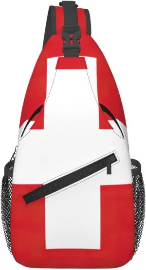 Swiss Flag Foldie Crossbody Bag for Men and Women - Durable and Functional Anti Theft Crossbody Bags