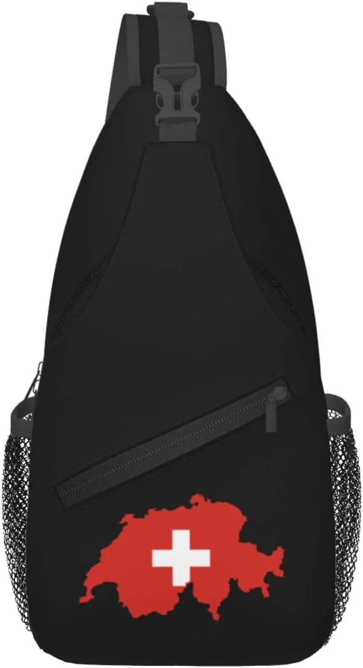 Switzerland Terrain Map Crossbody Bags For Women Men Chest Backpack Gym Shoulder Bag Travel Outdoor Sports Casual Crossbody Bags