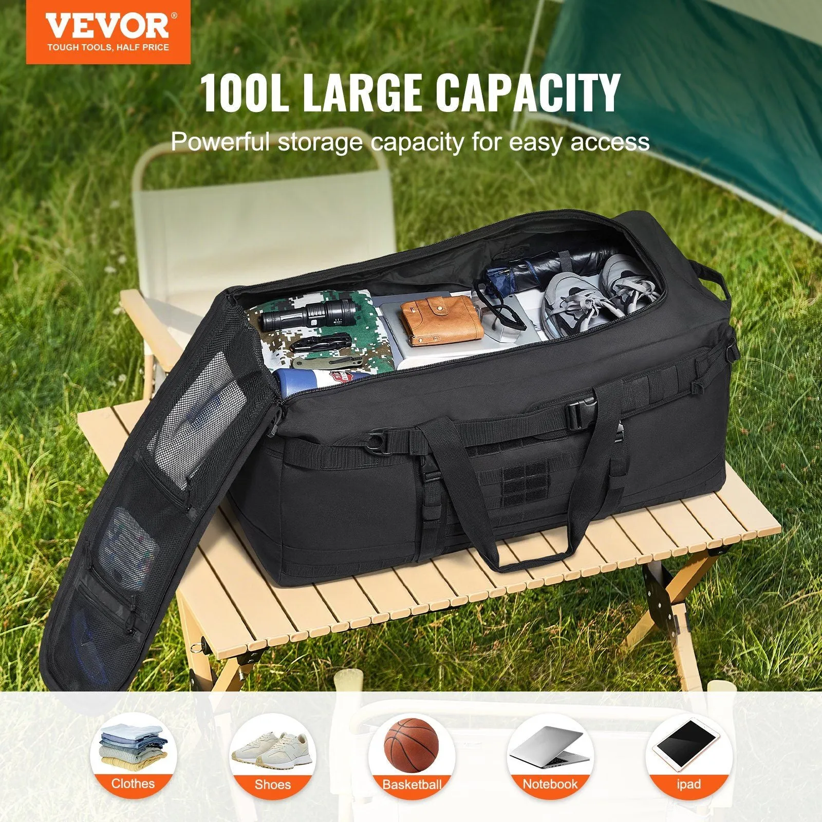 Tactical Duffle Bag 100L Duffle Bag with Molle Design