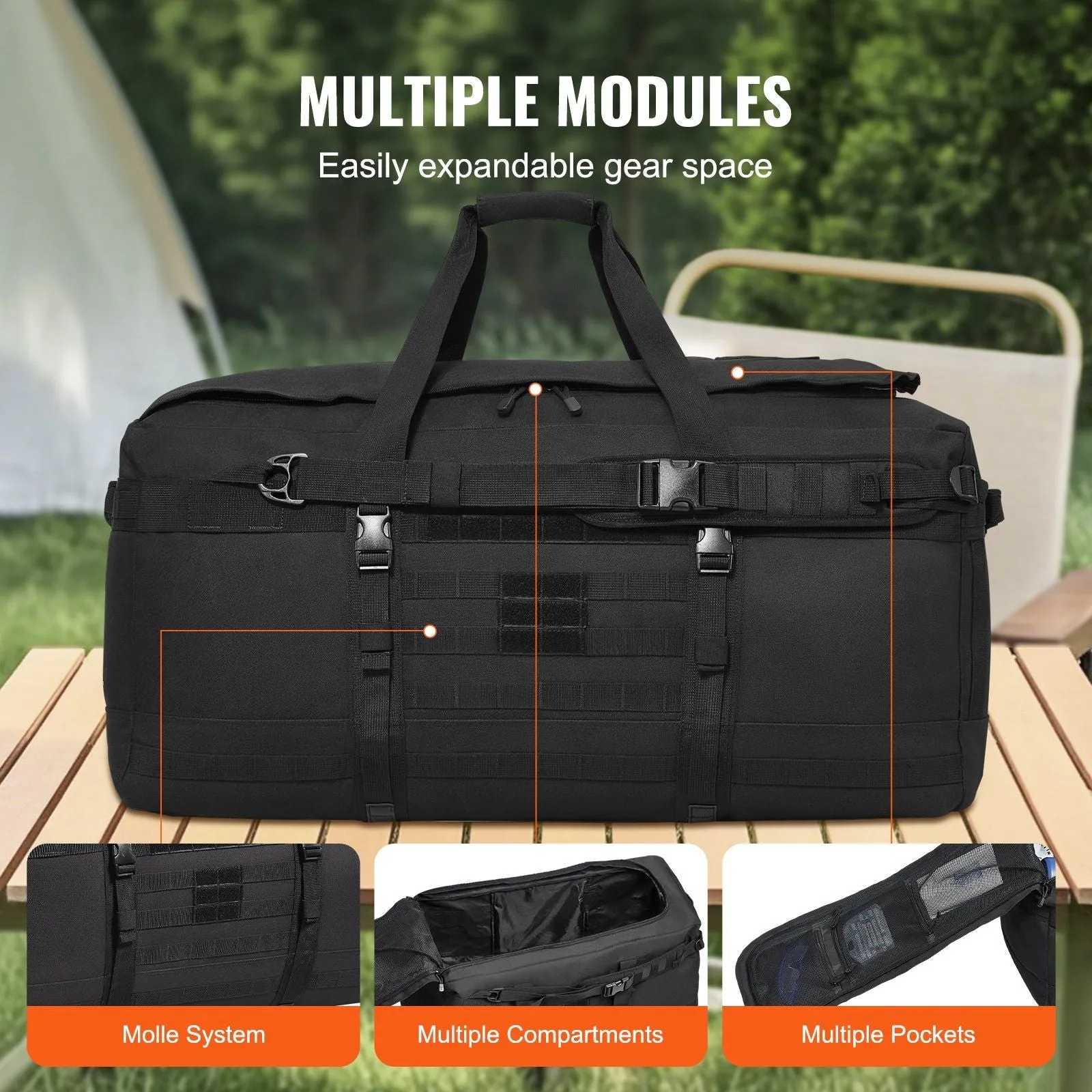 Tactical Duffle Bag 100L Duffle Bag with Molle Design