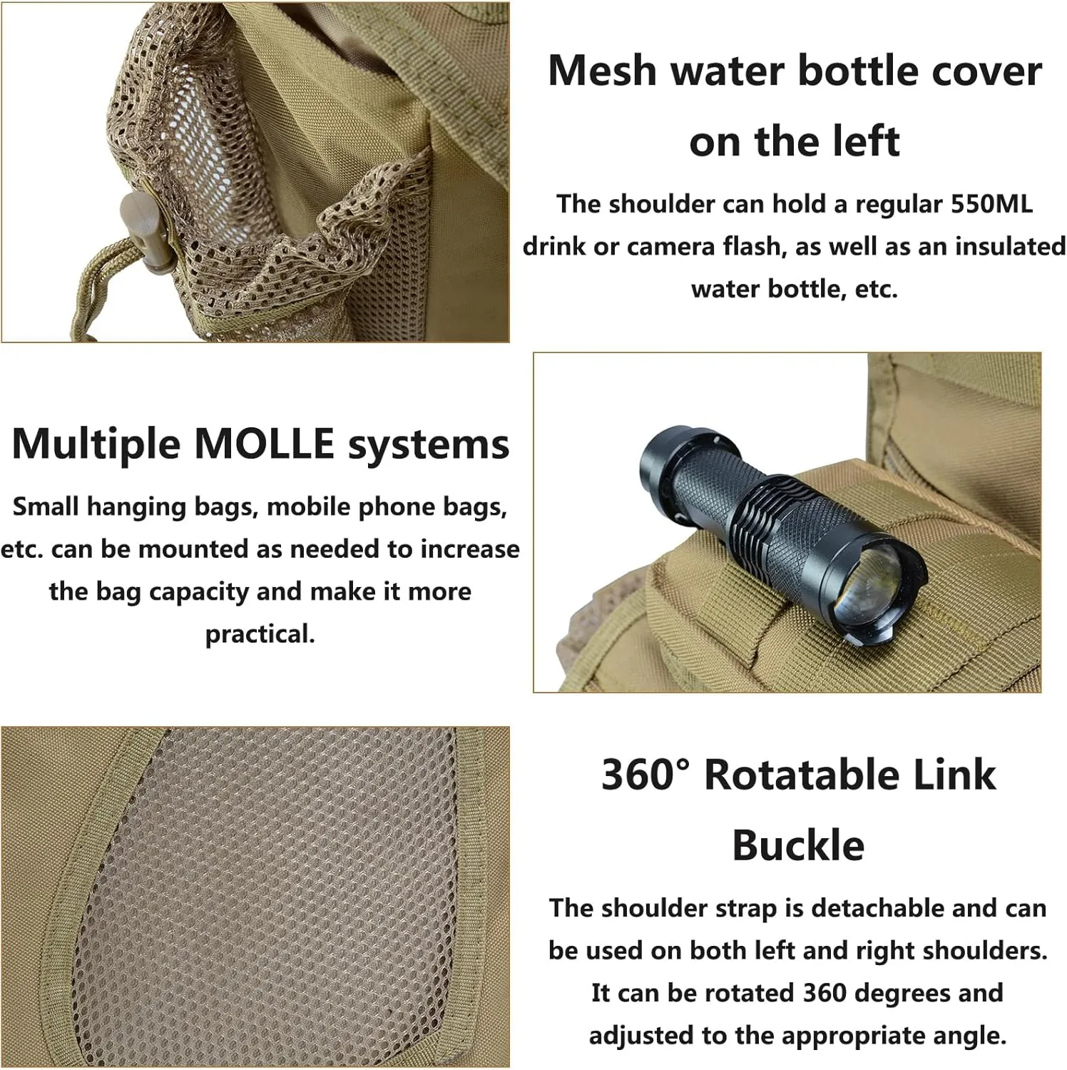Tactical Messenger Bag Shoulder Bag Cross Body Bag Belt Sling Bags Laptop For Working Cycling Hunting Camping F