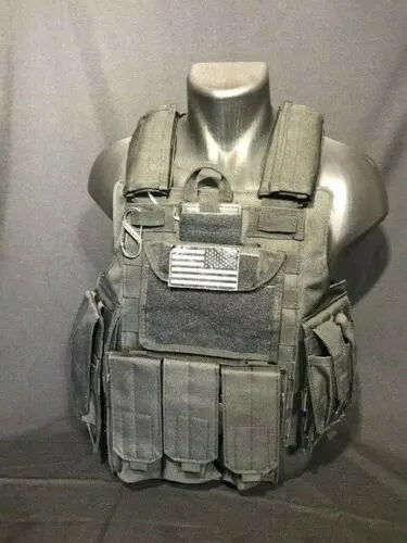 Tactical Vest Plate Carrier W/ 2 10x12 Curved Plates- BUNDLE