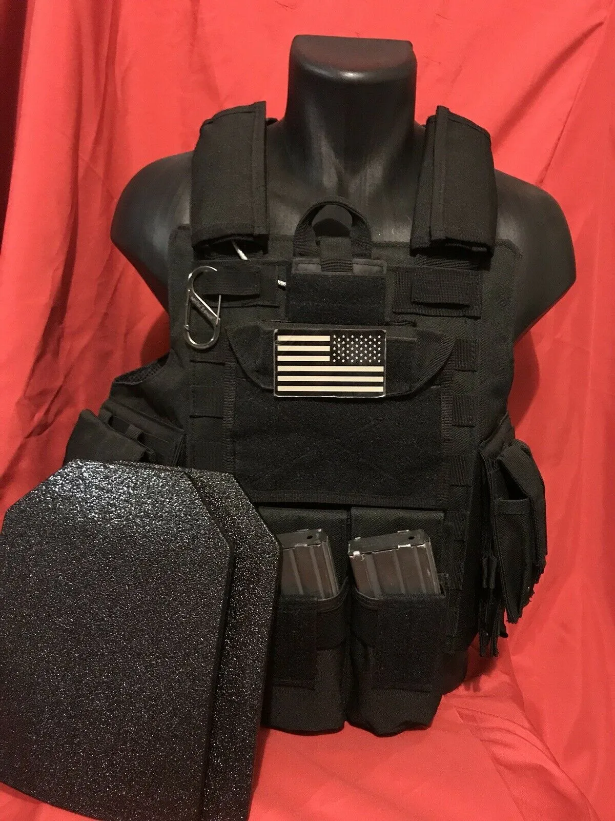 Tactical Vest Plate Carrier W/ 2 10x12 Curved Plates- BUNDLE