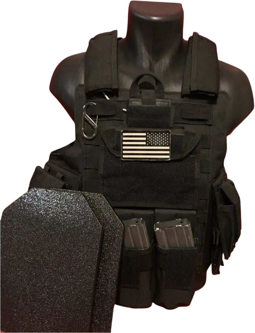 Tactical Vest Plate Carrier W/ 2 10x12 Curved Plates- BUNDLE