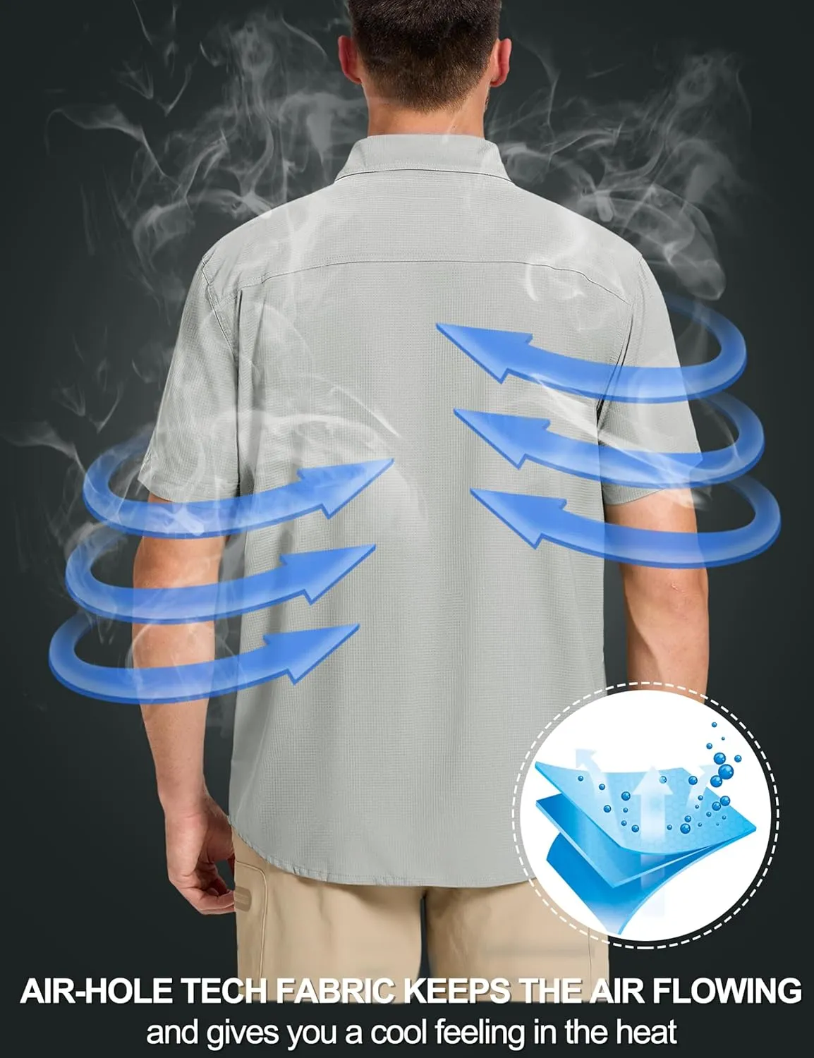 TACVASEN Fishing Shirts for Men Cool Hiking Shirt Button Up Short Sleeve SPF UPF 50  Sun Shirt Quick Dry for Tactical