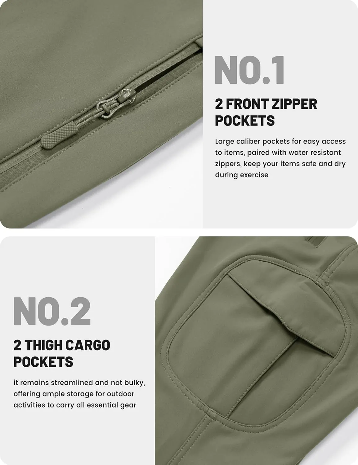 TACVASEN Men's Winter Tactical Pants Fleece Lined Cargo Hiking Pants Stretch Water Resistant Outdoor Softshell Pants