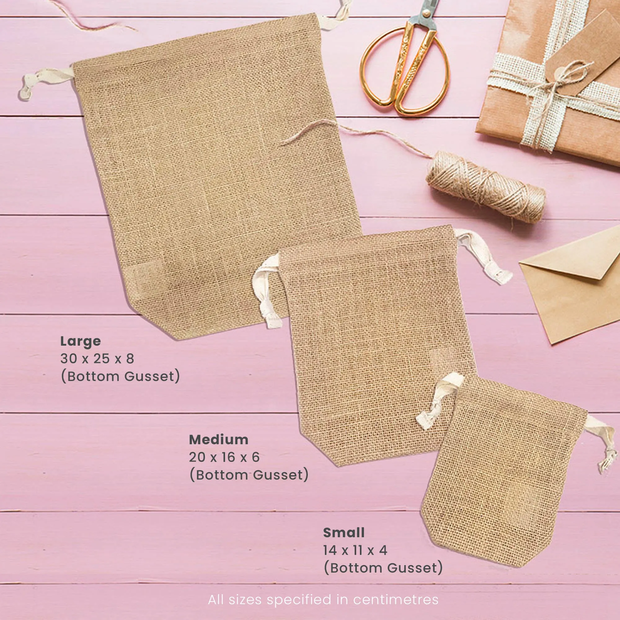 Tahiti Jute Drawstring Pouches