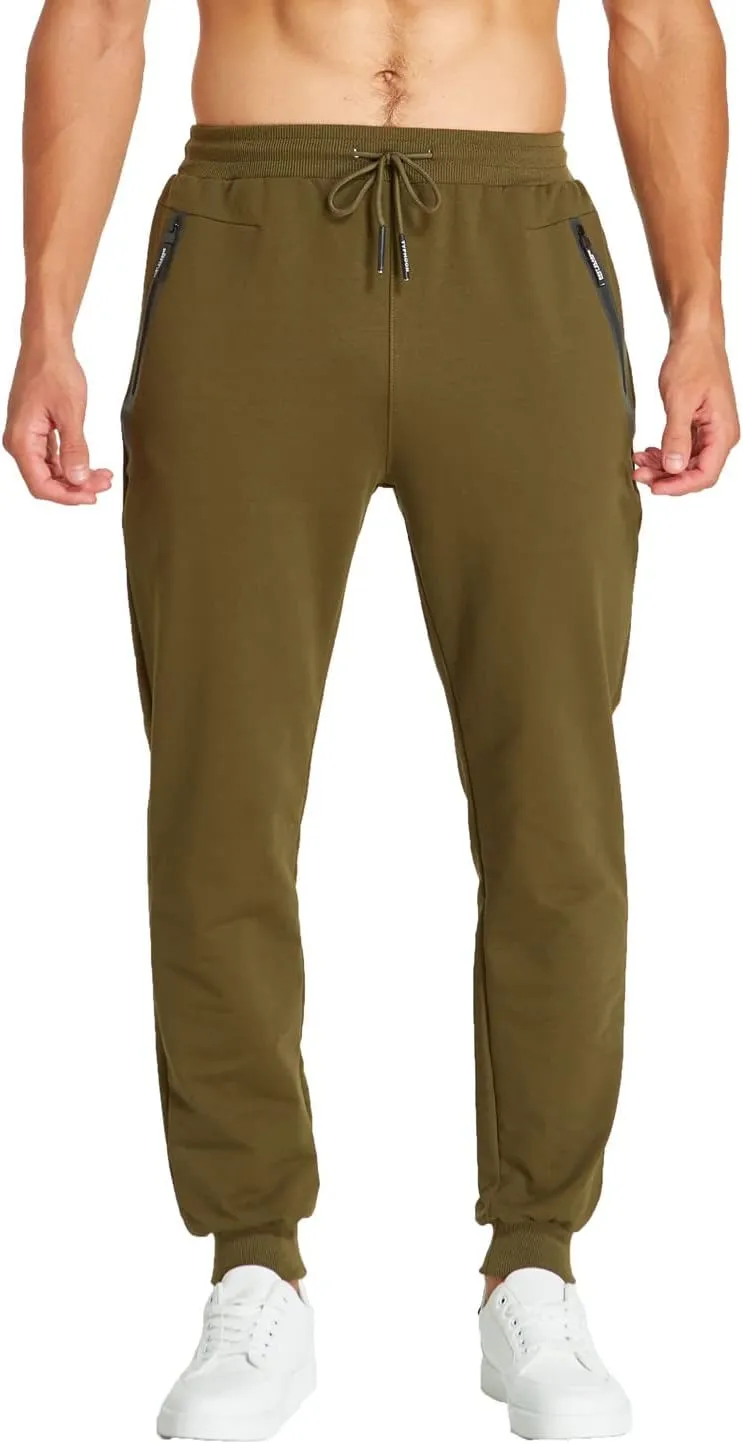 Tansozer Men's Lightweight Joggers Casual Slim Sweatpants Track Pants with Zipper Pockets