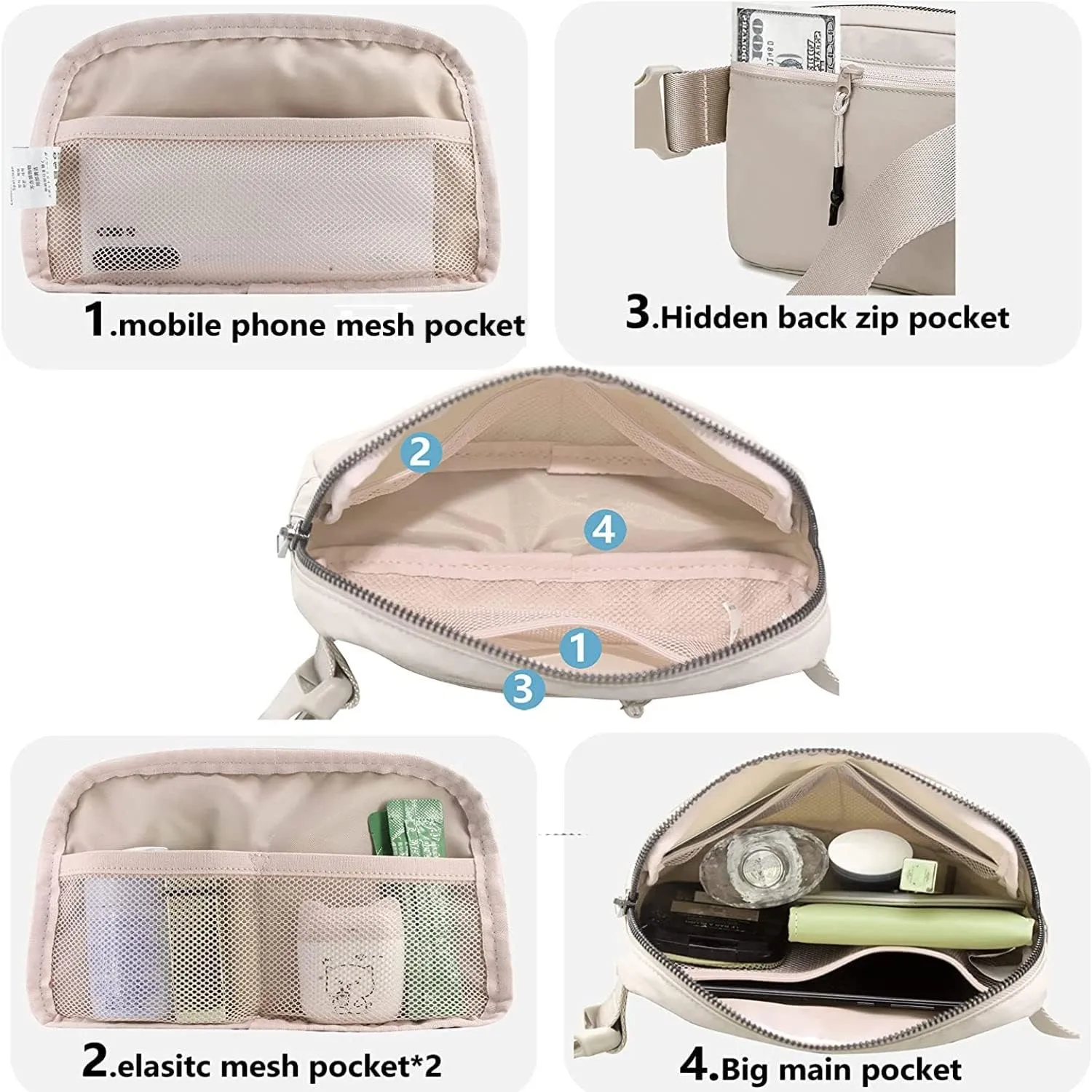 Tapp Collections Unisex Mini Crossbody Belt Bag with Adjustable Strap Small Waist Pouch for Workout Running Traveling Hiking - A Pattern/Camouflage Pink