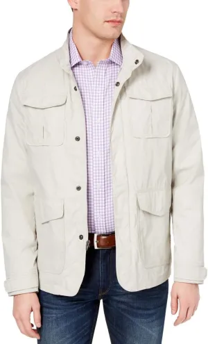 Tasso Elba Mens Fall Water Repellant Anorak Jacket Beige L