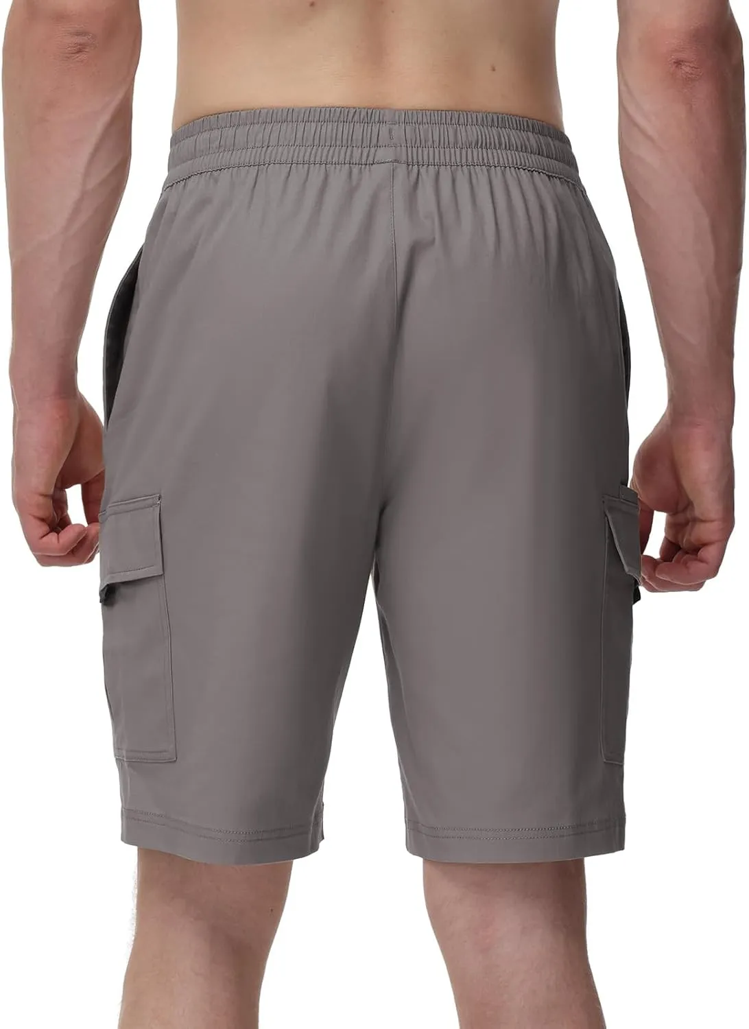 TBMPOY Men's Cargo Shorts Casual Work Cotton Drawstring Elastic Waist Stretch Summer Short for Men with 5 Pockets