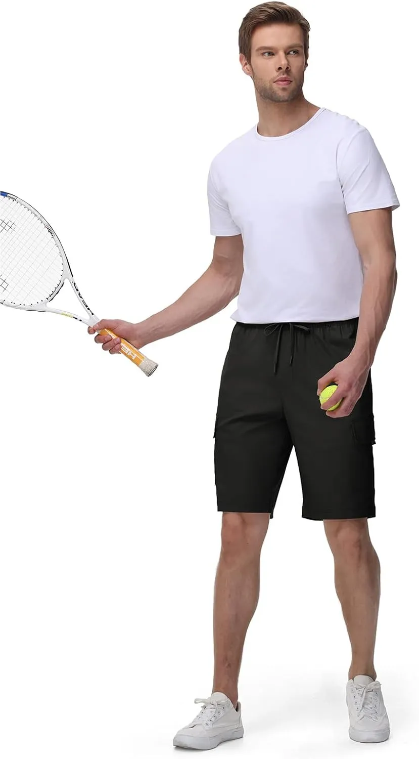TBMPOY Men's Cargo Shorts Casual Work Cotton Drawstring Elastic Waist Stretch Summer Short for Men with 5 Pockets