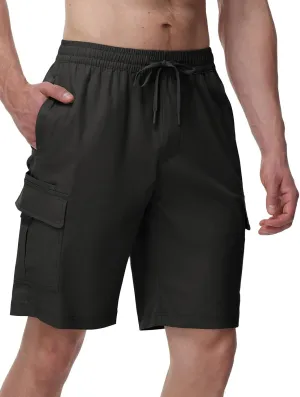 TBMPOY Men's Cargo Shorts Casual Work Cotton Drawstring Elastic Waist Stretch Summer Short for Men with 5 Pockets