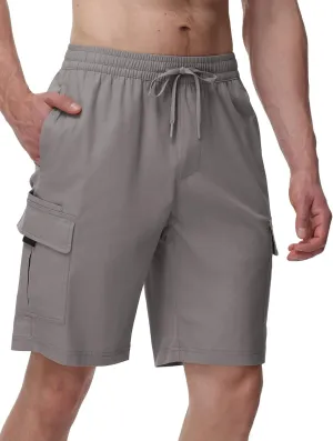 TBMPOY Men's Cargo Shorts Casual Work Cotton Drawstring Elastic Waist Stretch Summer Short for Men with 5 Pockets