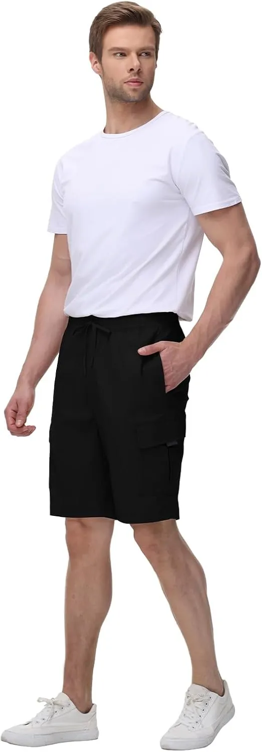 TBMPOY Men's Cargo Shorts Casual Work Cotton Drawstring Elastic Waist Stretch Summer Short for Men with 5 Pockets