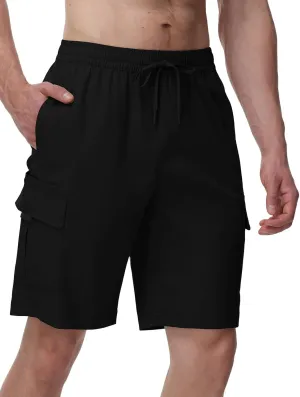 TBMPOY Men's Cargo Shorts Casual Work Cotton Drawstring Elastic Waist Stretch Summer Short for Men with 5 Pockets