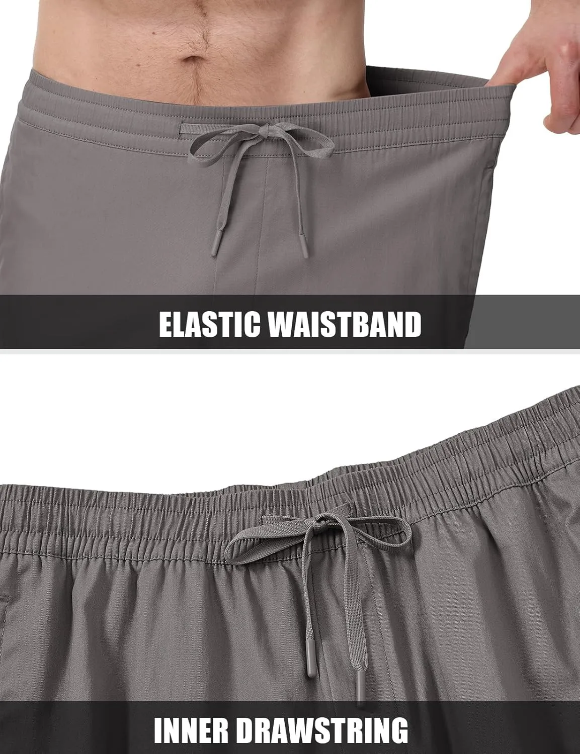TBMPOY Men's Cargo Shorts Casual Work Cotton Drawstring Elastic Waist Stretch Summer Short for Men with 5 Pockets