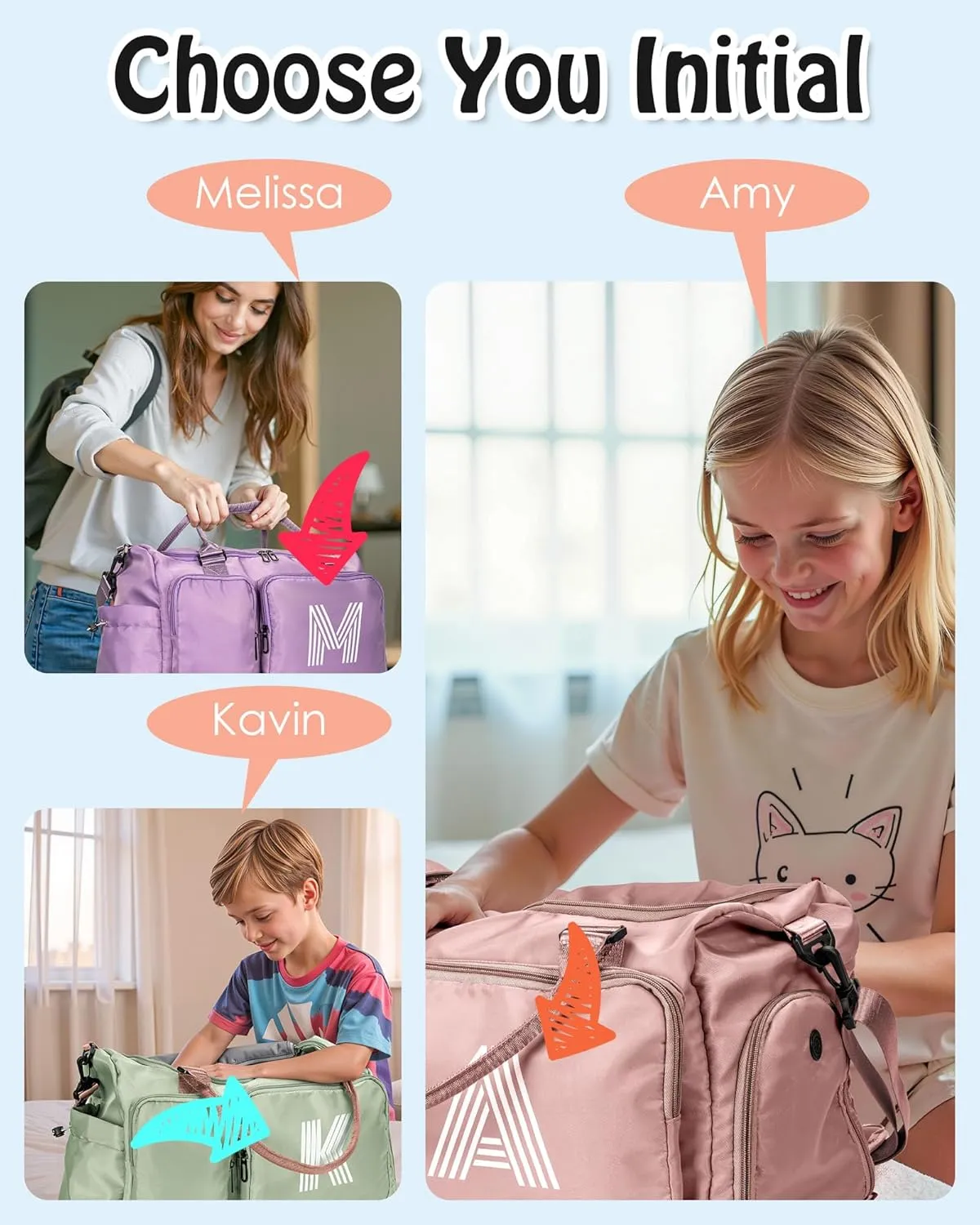 Teen Girl Gifts Trendy Stuff, Personalized Gifts, Initial Travel Duffel Bag, Personalized Weekender Bag,Monogram Overnight Bag, Trendy Stuff Gifts for Girls Friend Birthday Gift