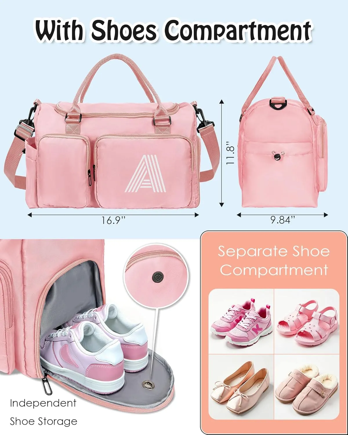 Teen Girl Gifts Trendy Stuff, Personalized Gifts, Initial Travel Duffel Bag, Personalized Weekender Bag,Monogram Overnight Bag, Trendy Stuff Gifts for Girls Friend Birthday Gift