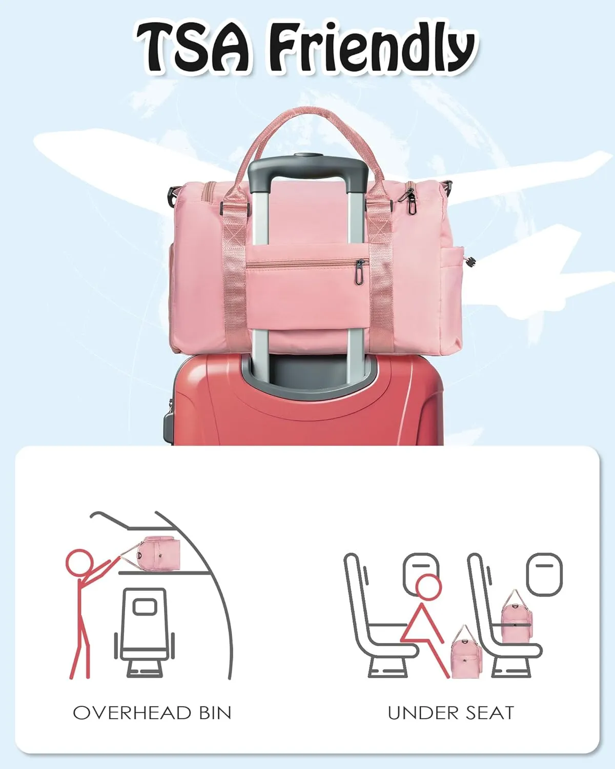 Teen Girl Gifts Trendy Stuff, Personalized Gifts, Initial Travel Duffel Bag, Personalized Weekender Bag,Monogram Overnight Bag, Trendy Stuff Gifts for Girls Friend Birthday Gift
