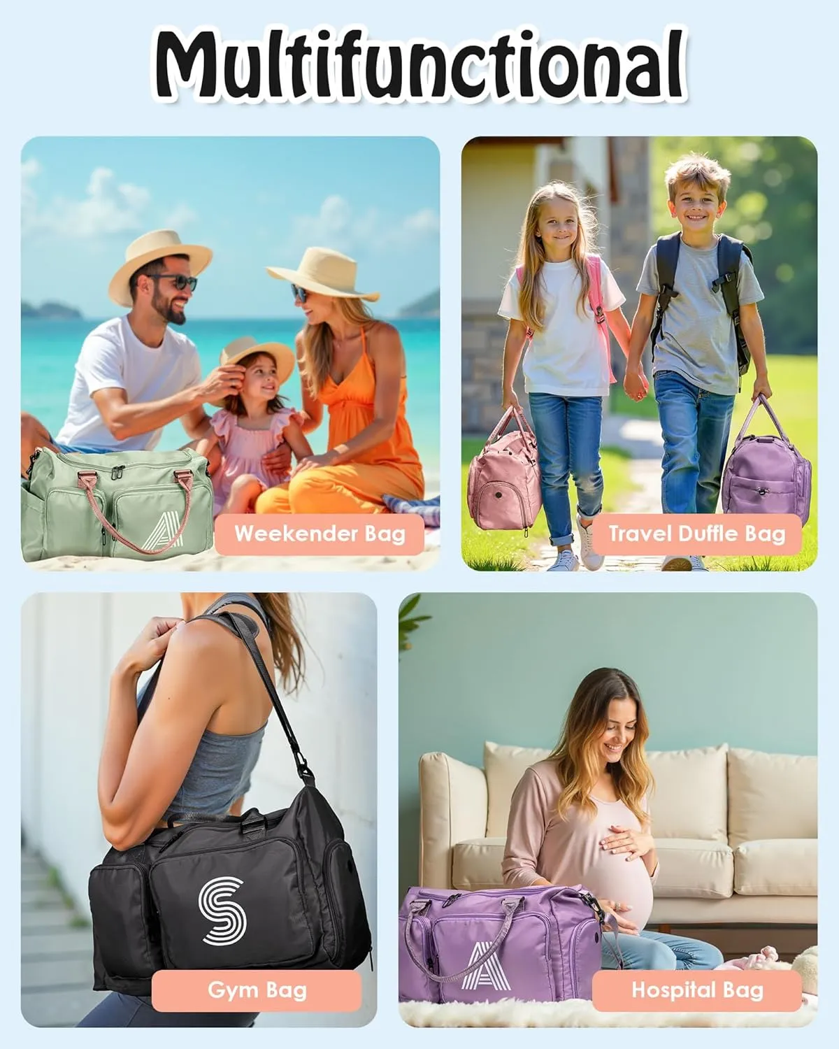 Teen Girl Gifts Trendy Stuff, Personalized Gifts, Initial Travel Duffel Bag, Personalized Weekender Bag,Monogram Overnight Bag, Trendy Stuff Gifts for Girls Friend Birthday Gift