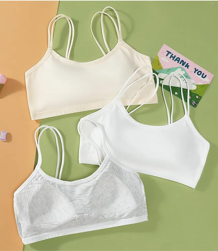 Teen Girls' Training Bra Seamless Cotton Cami Wireless Bras Elastic