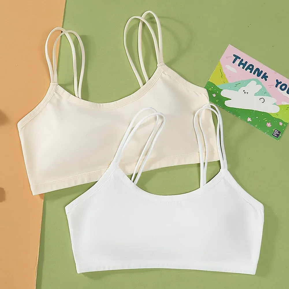 Teen Girls' Training Bra Seamless Cotton Cami Wireless Bras Elastic