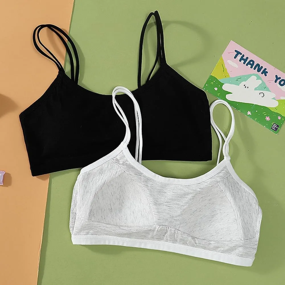 Teen Girls' Training Bra Seamless Cotton Cami Wireless Bras Elastic