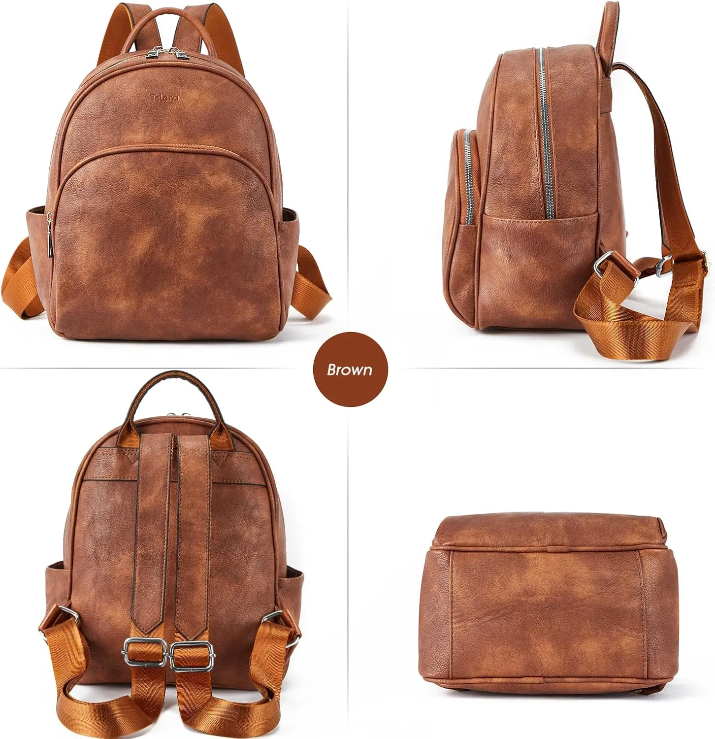 Telena Small Backpack Purse for Women Girls Cute Mini Leather Backpack Travel Shoulder Bags