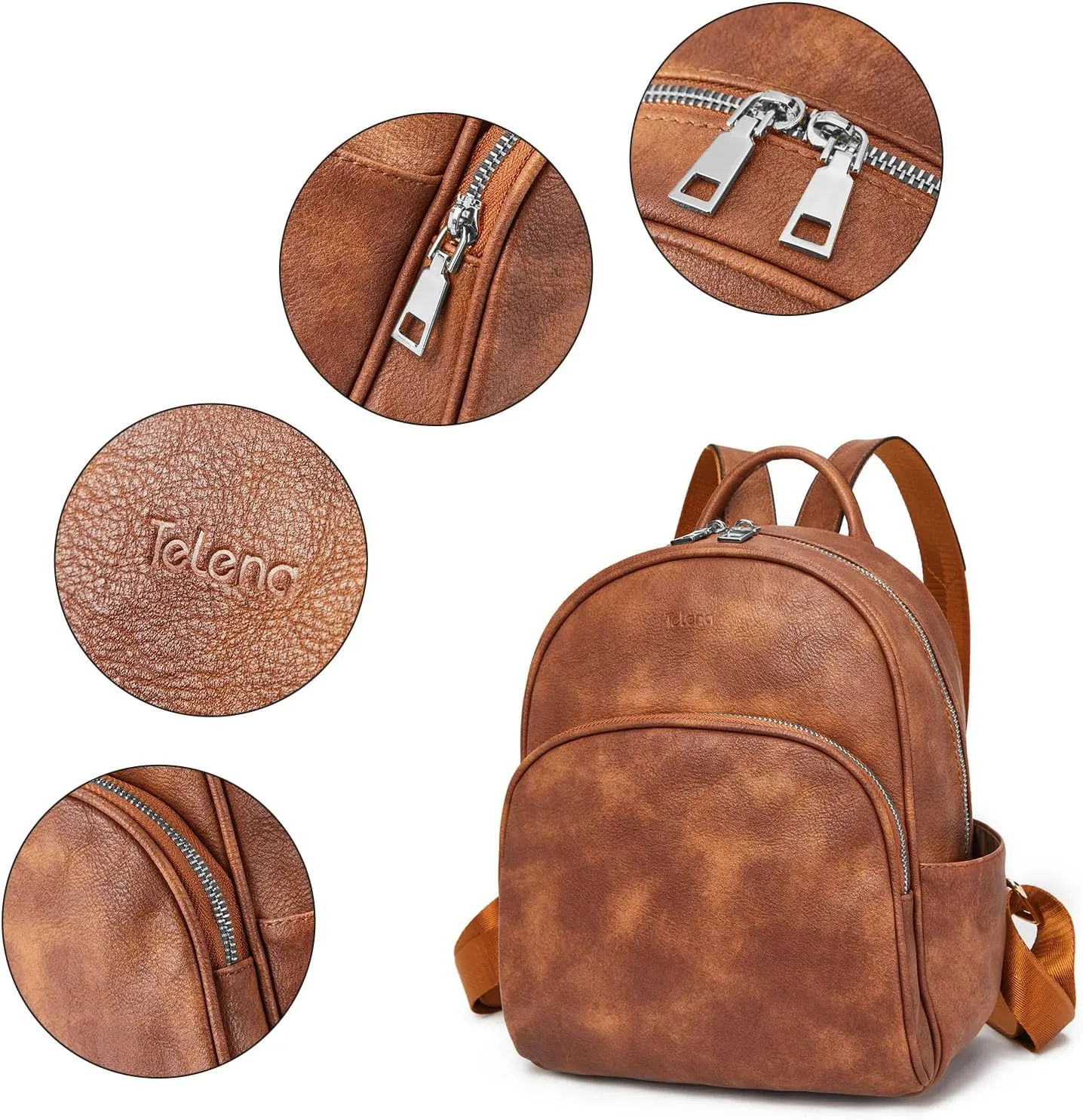 Telena Small Backpack Purse for Women Girls Cute Mini Leather Backpack Travel Shoulder Bags