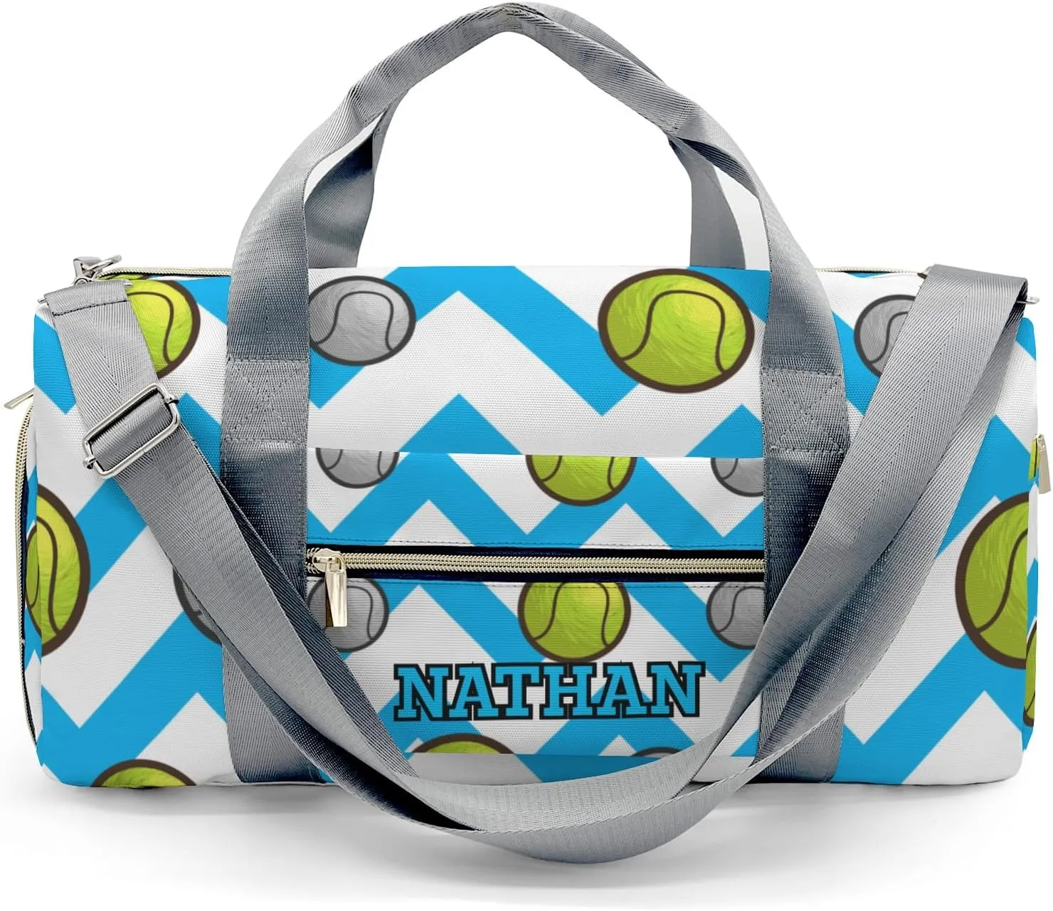 Tennis Ball Blue Stripes Personalized Travel Duffel Bag Custom Waterproof Overnight Bag for Gym Sport Swim Bags Travel Assistant