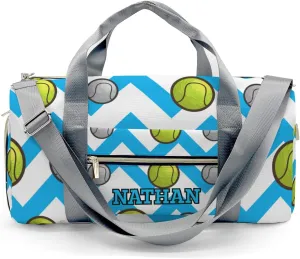 Tennis Ball Blue Stripes Personalized Travel Duffel Bag Custom Waterproof Overnight Bag for Gym Sport Swim Bags Travel Assistant