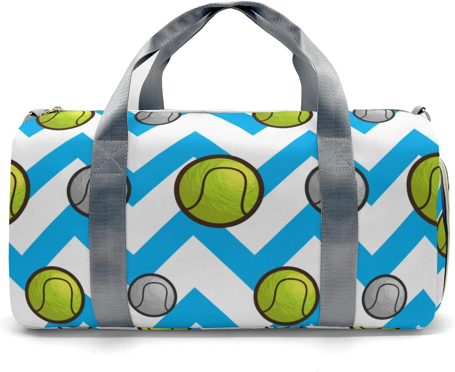Tennis Ball Blue Stripes Personalized Travel Duffel Bag Custom Waterproof Overnight Bag for Gym Sport Swim Bags Travel Assistant